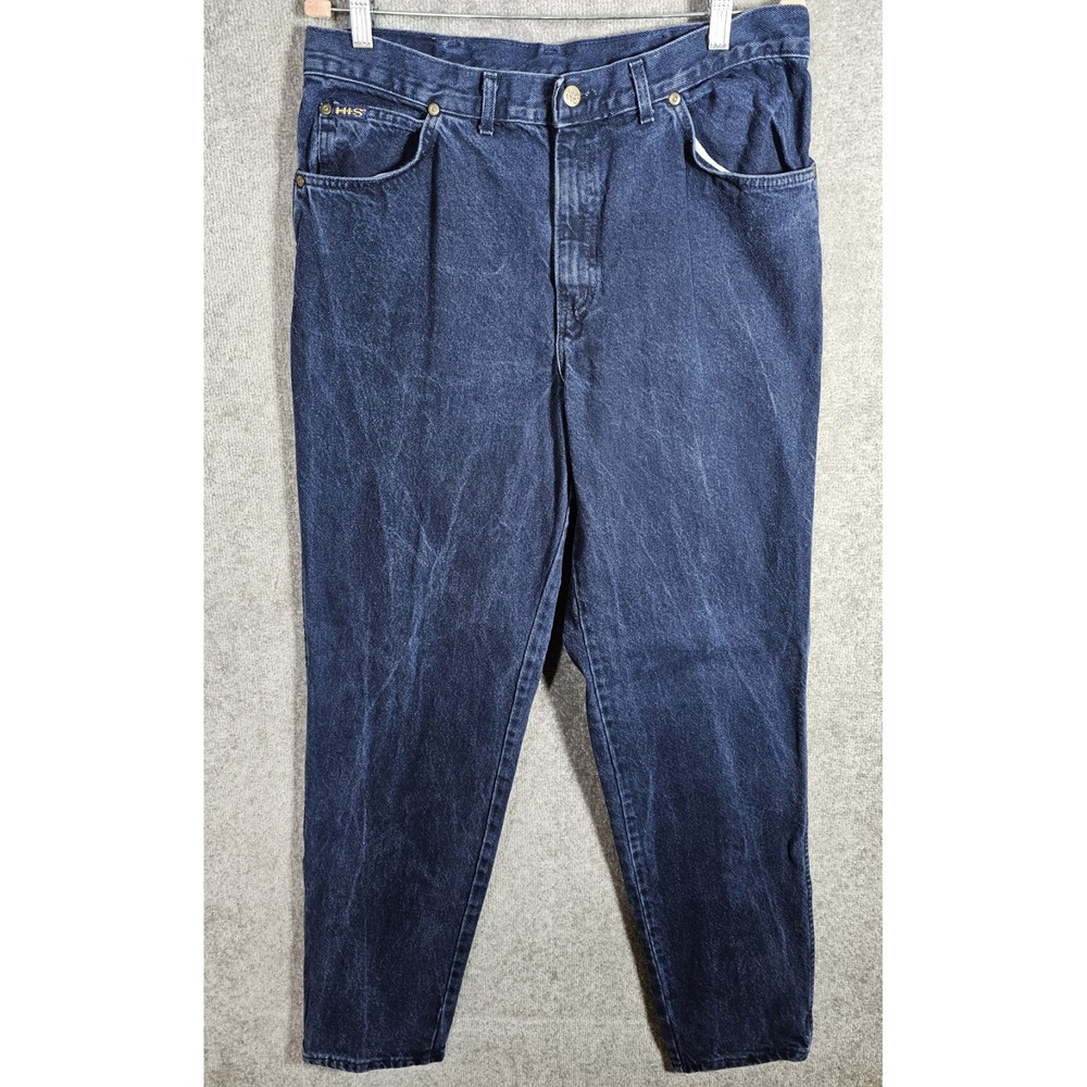 Vintage H.I.S. Jeans Mens Size 36x36 Blue Dark Wash Tapered Leg USA Made Pockets